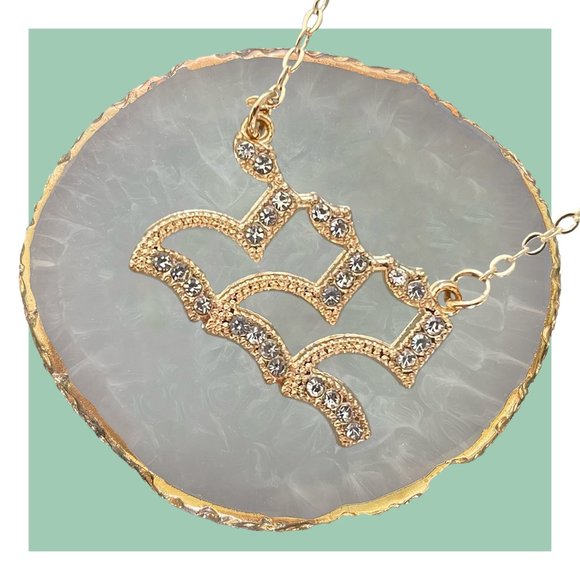222 Angel Number Necklace Gold Plated Rhinestone Pendant & Cable Chain Jewelry - Picture 1 of 7